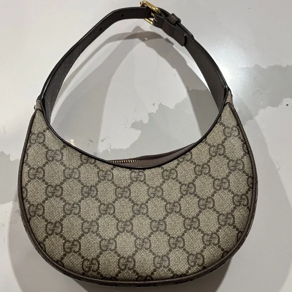 Gucci Beige and Brown Shoulder Bag with Gold Logo - Picture 2 of 2